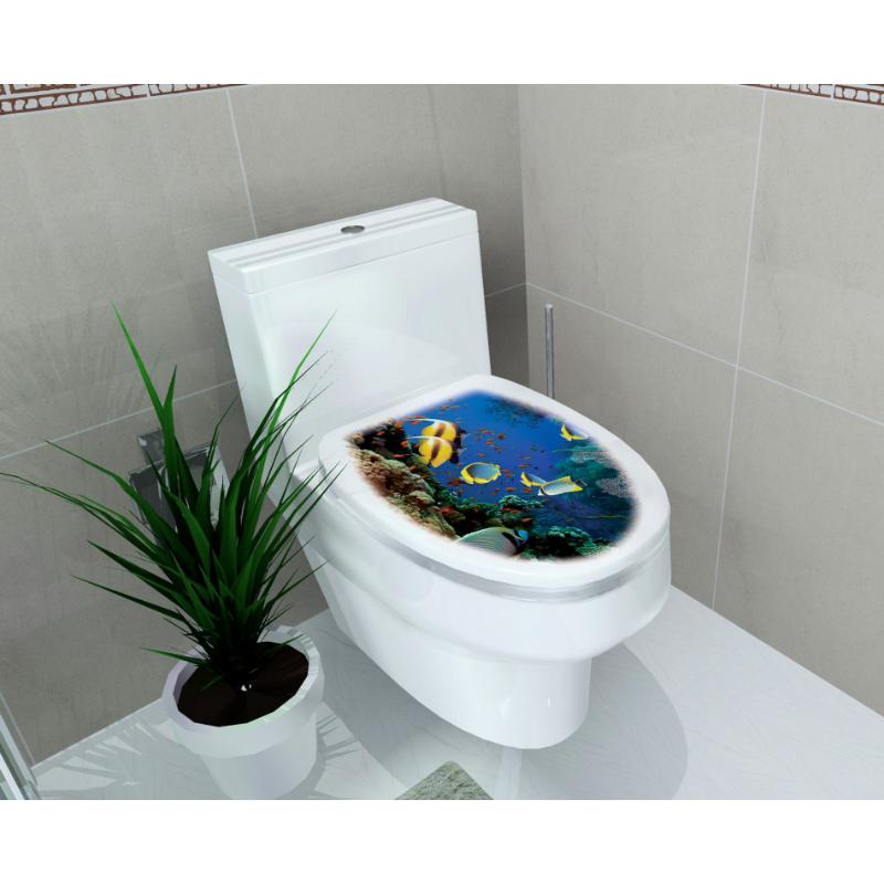 1pc 3D Toilet Seat Wall Sticker Art Wallpaper Bathroom Decals Self-adhesive Removable Toilet Lid Sticker Home Decor Accessories