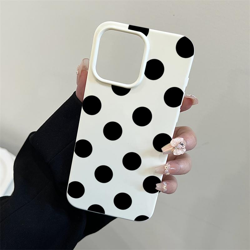 Fashion Cute Black Polka Dot Soft TPU Phone Case For iPhone 16 15 13 14 12 11 17 Pro Max 16 Plus 17Air 16E Back Cover Funda