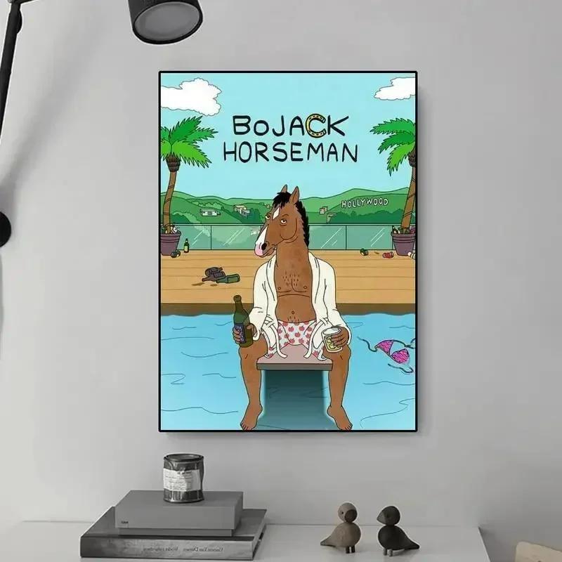 Whimsical Winged Horses Abstract Canvas Art Print  Vibrant Cartoon River Scene for Living Room Wall Decor