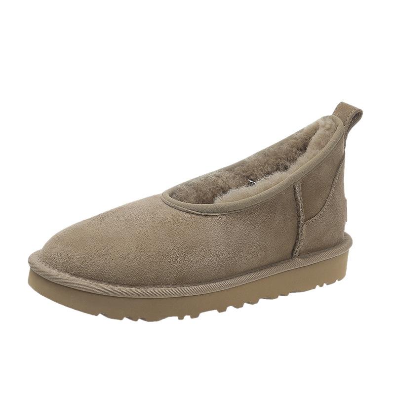 Autumn and winter new snow boots women's grandma shoes ballet low-top one pedal velvet warm going out lazy cotton shoes