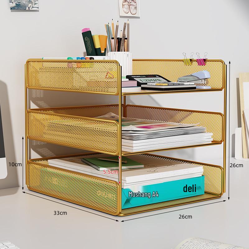 Multilayer Desktop Organizer: File Storage Rack & Office Supplies Set