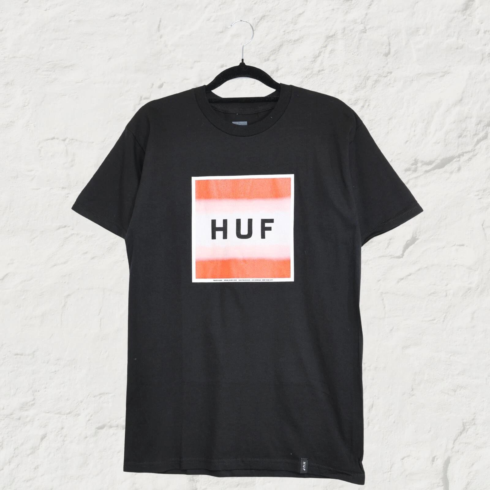 HUF Gradient Box Logo Tee Black Minimal Skate Streetwear T-Shirt S L