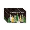4PCS Linen-like Christmas Tree Placemats Anti-slip Tableware Insulated Mats  New Year