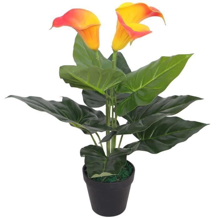 VidaXL Plante artificielle avec pot Lis Calla 45 cm Rouge et Jaune