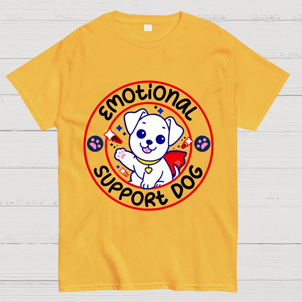 Emotional Support Dog Unisex 100% Cotton Summer Casual Cool Loose T-Shirt