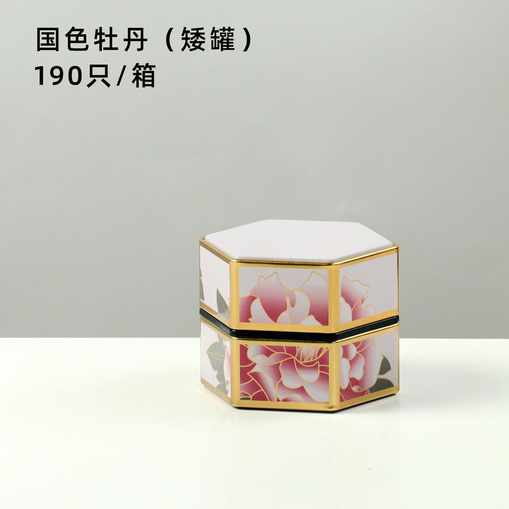 Creative Hexagonal Tea Pot Tin Can Chinese Style Tinplate Tea Storage Tank Small Sealed Portable Box Empty Can Set Accessories