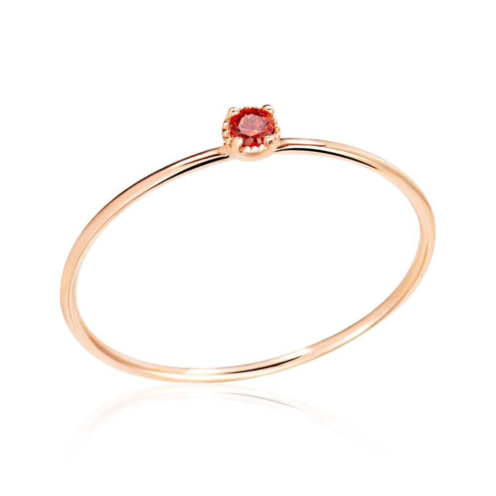 [Bnbgold] 14K/18K Rose-Cut Cubic Zirconia Birthstone 2mm January Garnet Tension Ring Npr29778