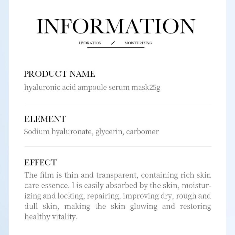 SADEOR Hyaluronic Acid Ampule Essence Pleťová maska ​​Hydratační hydratační maska