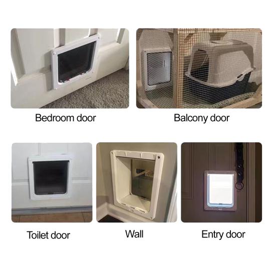 Cat Door for Thin Plates 4 Way Locking Pet Door Interior Cat Door with Magnetic Flap for Cats Up To 18 Lbs Easy To Install On Sliding Doors Cat House