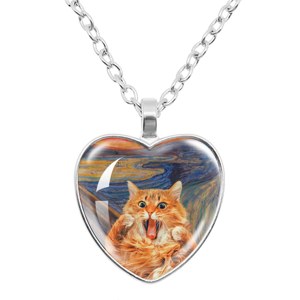 Gepersonaliseerde Kitten Kat Hart Hanger Ketting Dier Vorm Kunst Foto Glas Cabochon Sieraden Kinderen En Vrouwen