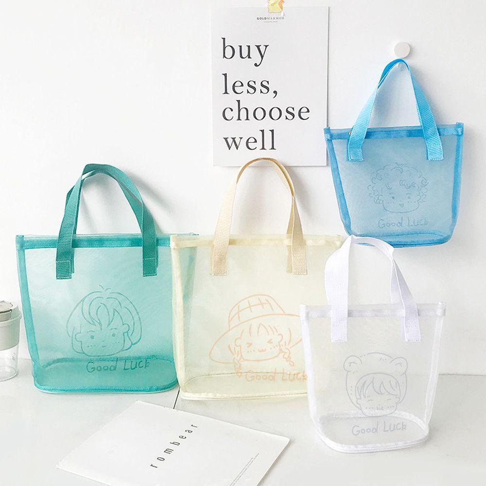 Summer Shopping Foldable Nylon Mesh Large Korean Style Bag Storage Bag Makeup Bag Women Handbag