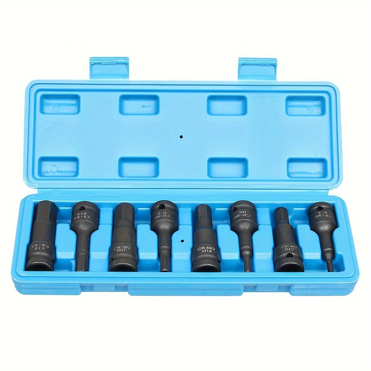 8pcs Drive Hex Bits Impact Allen Socket Set H5-H19, 8 Piece Cr-Mo One-Piece Construction Hex Driver Hand Tools