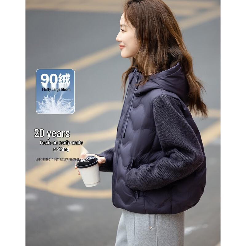 Women s 90% Duck Down Faux Two-Piece Hooded Puffer Jacket M