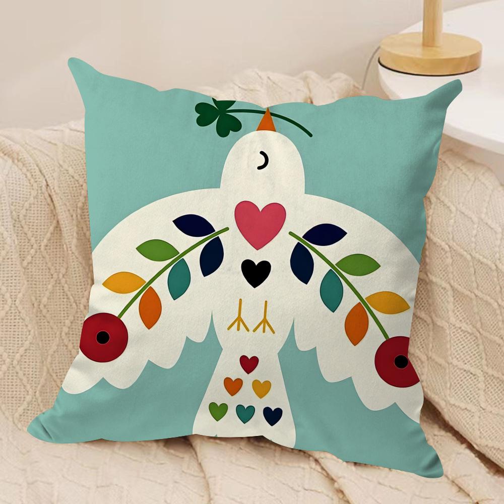 Geometric Animal Pattern Cushion Cover Soft Plush Fabric Double-Sided Printed Sofa Cushion Cover For All Seasons Home Decor Gift