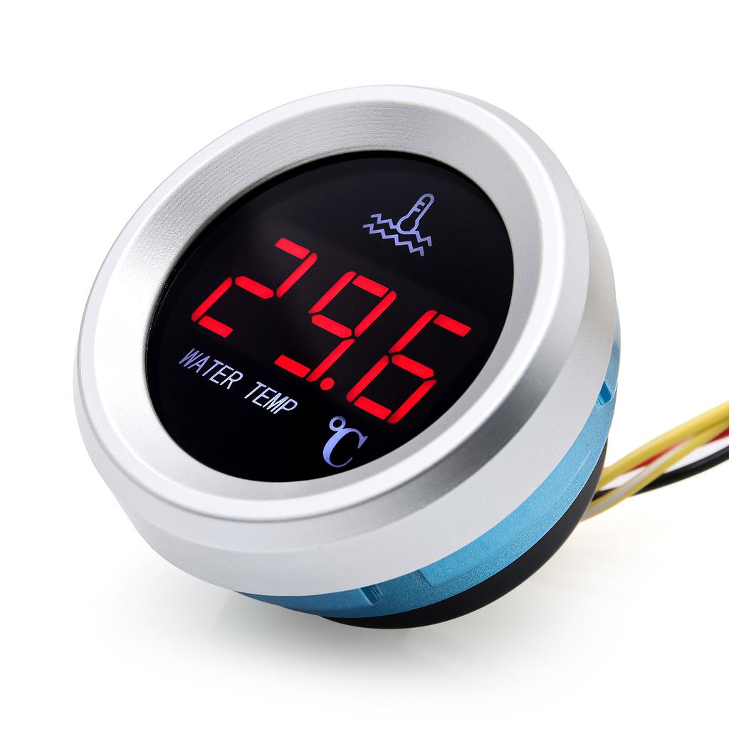 52mm Water Temperature Gauge+1/8NPT Sensor Fuel Level Oil Pressure Gauge Voltmeter Universal for Marine Boat Car Truck 12V/24V