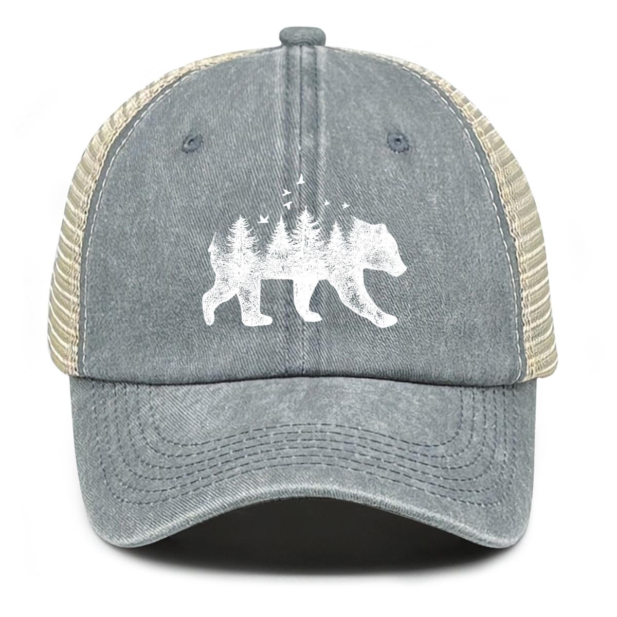 

Белая бейсболка с принтом лесного медведя Snapback, плоская кепка, неэластичная, солнцезащитная, винтажная, простая, регулируемая, сетчатая кепка as the picture серый