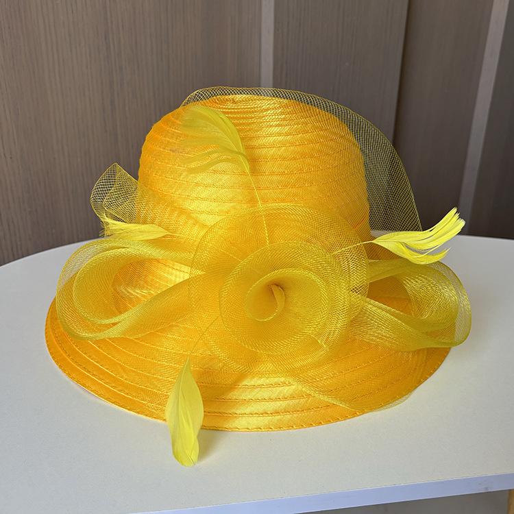 New Mesh Flower Pot Hat, European, American And British Retro Dome Fashion Top Hat, Women'S Summer Sun Protection Sun Hat