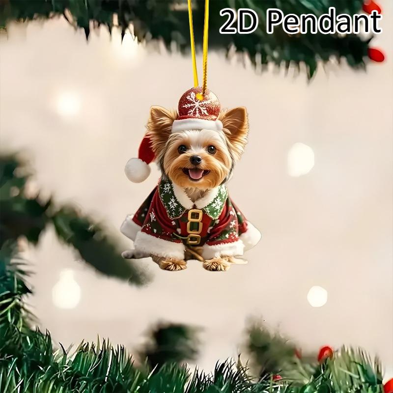 2D Acrylic Christmas Animal Pendants Horse Cat Dog Xmas Tree Drop Ornaments Decorations Christmas Eve Hangings Party Supplies