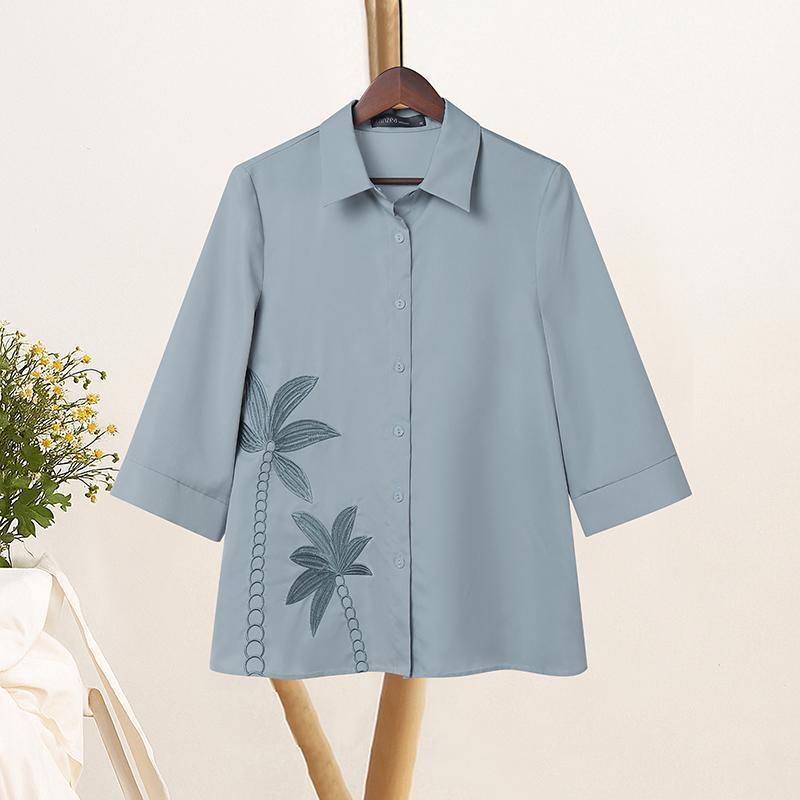 ZANZEA Bluză lejeră casual pentru femei cu guler turn-down și mâneci 3/4 cu imprimeu