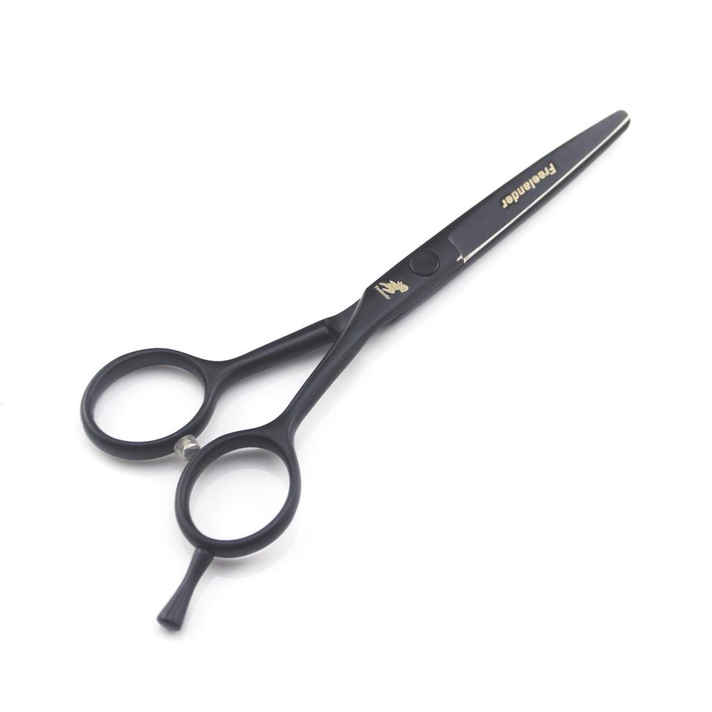Black Hairdressing Scissors Set: 4”, 5”, 5.5” Straight Shears for Bangs and Barber Use