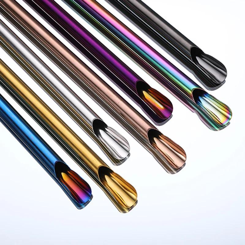 4Pcs Straw Spoon Durability Stirring Spoon Drinking Straw for Smoothie Milkshake Bar Reusable Stainless Steel Scoop