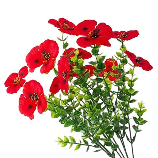 4th of July Artificial Pansy Flowers for Outdoor, UV Resistant Faux Silk Patriotic Flowers, Red Blue White Fake Flowers for Planter Front Door Porch