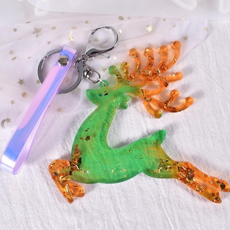 Weihnachtsrentier-Formen Handgefertigte Harz-Ornament-Formen mit Aufhängeloch Einfache Entformung Ohne Rückstände für Schlüsselanhänger DIY-Bastelarbeiten