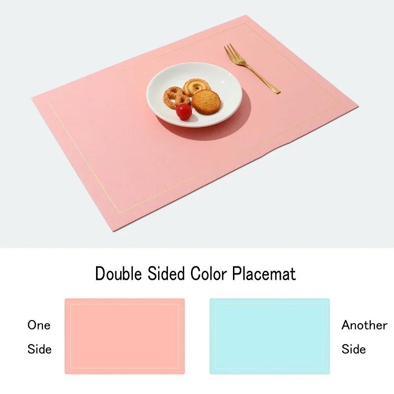 Northern INS PVC Leather Placemat Solid Color Square Heat-Resistant Waterproof Double-Layer Table Mats