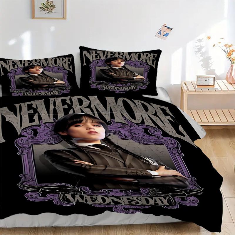 

3pcs Wednesday Addams Bedding Set. Soft and Comfortable with No Core Included (1x Duvet Cover + 2x Pillow Covers) yy251009218 135x200cm