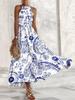 Women's Summer Sleeveless Print Slim Fit Midi Dress