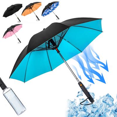 3-In-1 Umbrella with Fan Mister Battery Operated UV Sun Protection Umbrella Portable Waterproof Windproof Summer Outdoor Sun Rain Umbrella