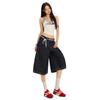 Trendy Dark Blue High Waist Loose Wide Leg Straight Cropped Capri Denim Pants For Women Versatile Slimming FigureFlattering Casual Capri Trousers