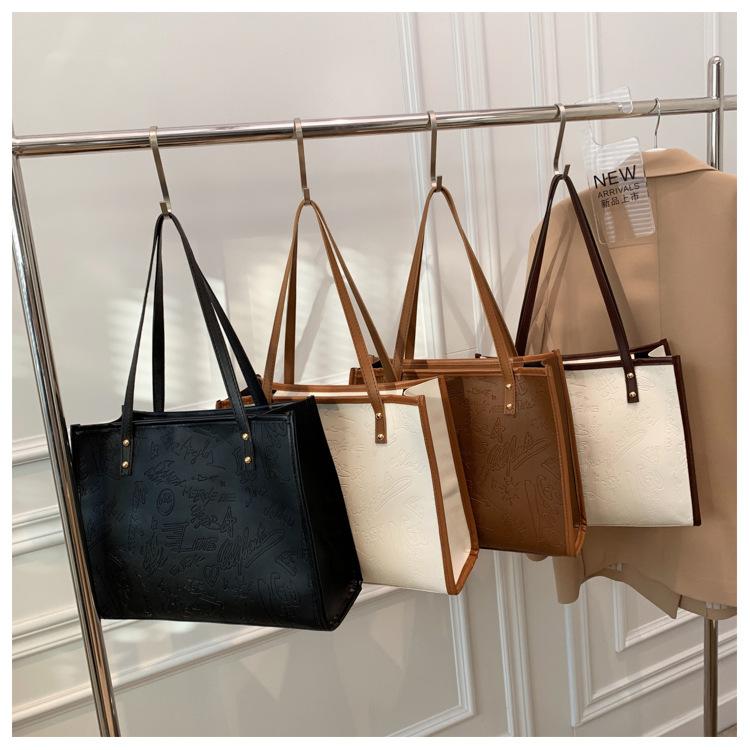 Women's Faux Leather Large Capacity Satchel Bag Korean Style Vintage Single Shoulder Handbag Crossbody Purse