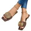 New Women's Casual Slippers Round Buckle Solid Flat Sandals Fashion Square Toe Comfortable Beach Shoes Plus Size Chinelo Nuvem