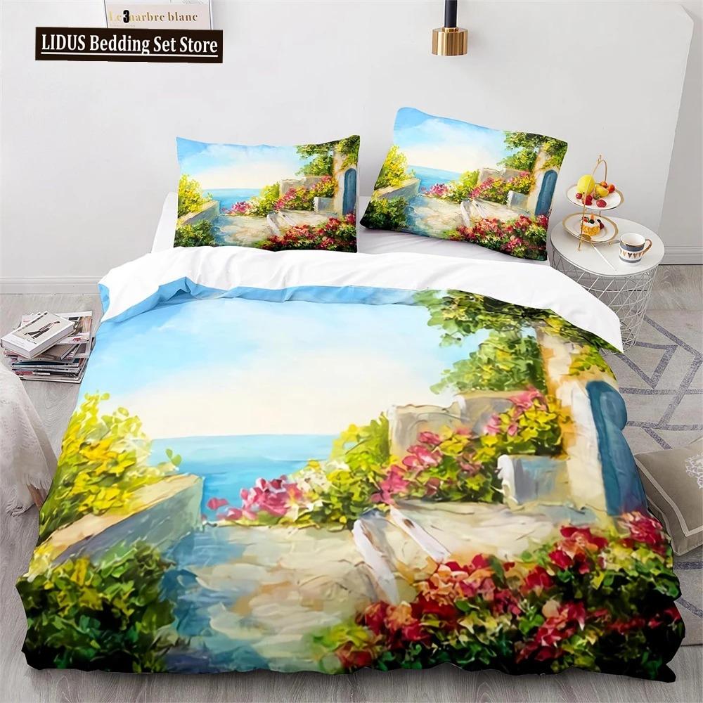 Comforter Oil Painting Pink Cherry Blossoms Tree Flowers Polyester Comforter King Queen Full Size For Girls Boys Kid