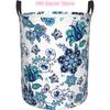 Laundry Basket,Fantastic Blue Green Flowers and Paisley Bathroom Organizer Basket Waterproof Foldable Cloth Hamper with Lining F