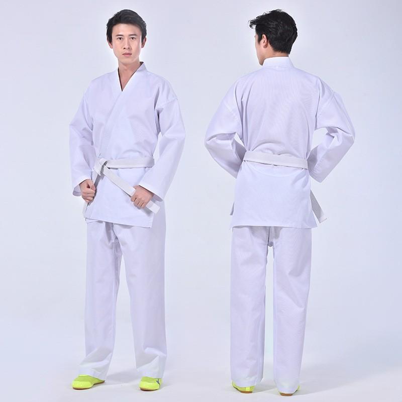 Erwachsene Kinder Karate Gi Uniform Langarm Weiß Baumwolle Kampfsport Trainingsanzug Dojo Übung
