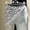 Hollowed-out Tassel Hip Curtain Lace Trim Triangular Headscarf New Apron Wrap Skirt  for Women