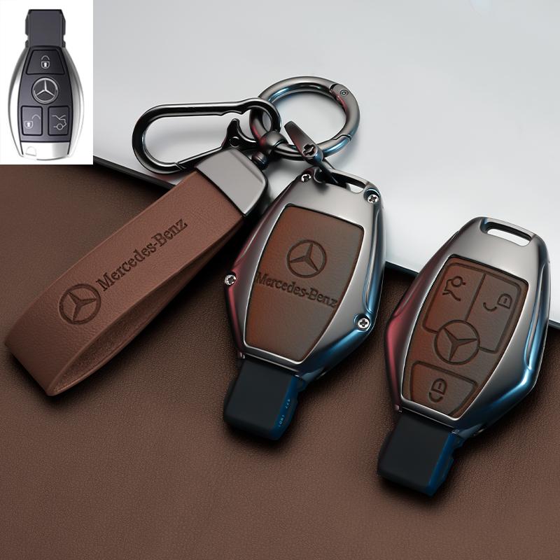 SFX1 Zinc Alloy+Leather Car Key Case Cover for Mercedes Benz 2021 C /S Class W223 W206 S350L S400L S450L S500L Protector