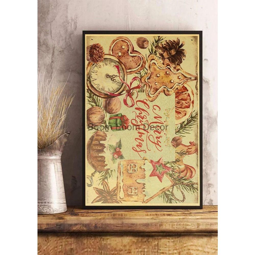 Vintage Christmas Metal Wall Decoration, Holiday Sticker Sign