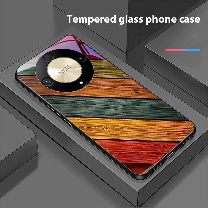 Colorful Wood Grain For Honor Magic 6 50 70 90 Lite X7b 200 Pro Nova 10 Nova 5T X6 P30 Pura 70 Ultra Tempered Glass Phone Case
