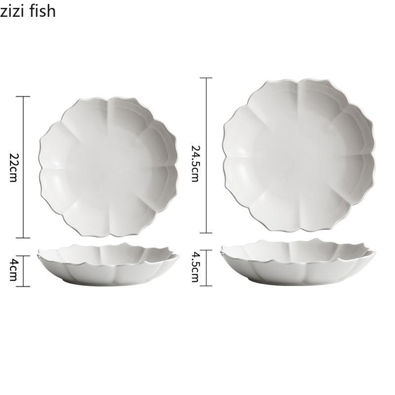 Ren Vit Keramisk Petal Djup Tallrik Hög Skönhet Salladstallrik Dessert Snacks Tallrik Pastatallrikar Molekylär Mat Specialitet Porslin
