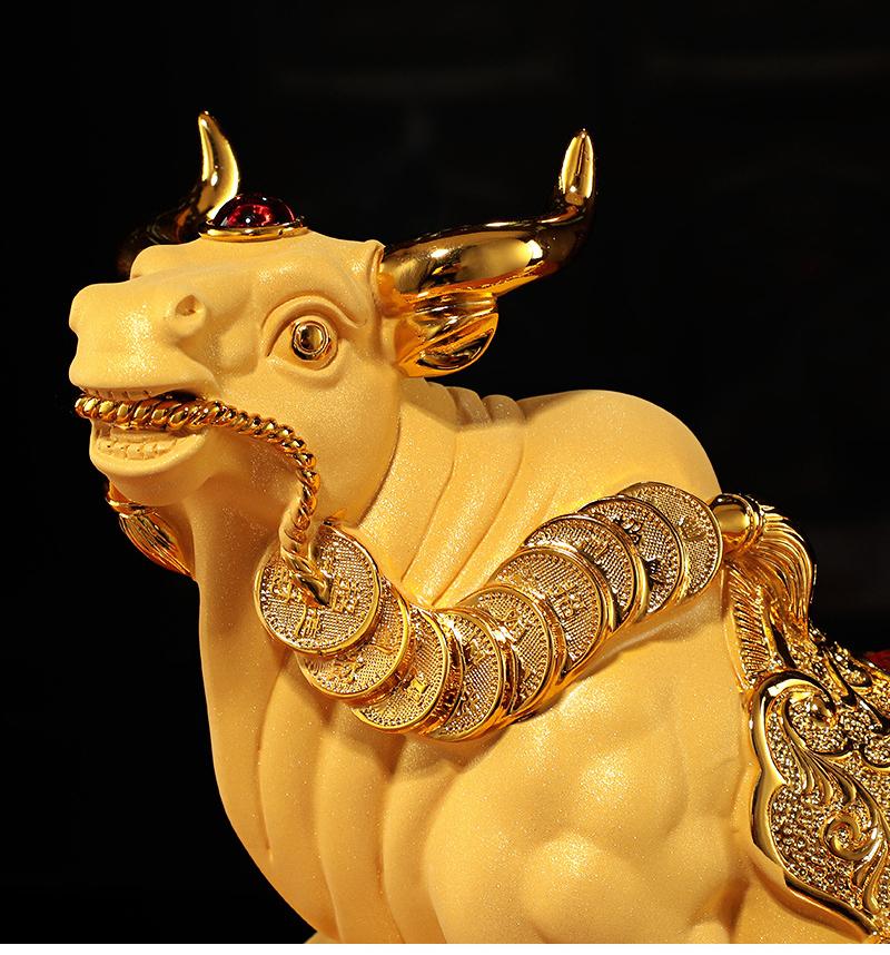 Fengshui Golden Bull Decorations Resin Lucky House Household Living Room Space Tv Cabinet Wine Cabinet Decoration Housearming Gifts Ornaments