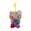 Adorable Cartoon Black Cat Plush Keyring with Surfing Beach Ring Pendant