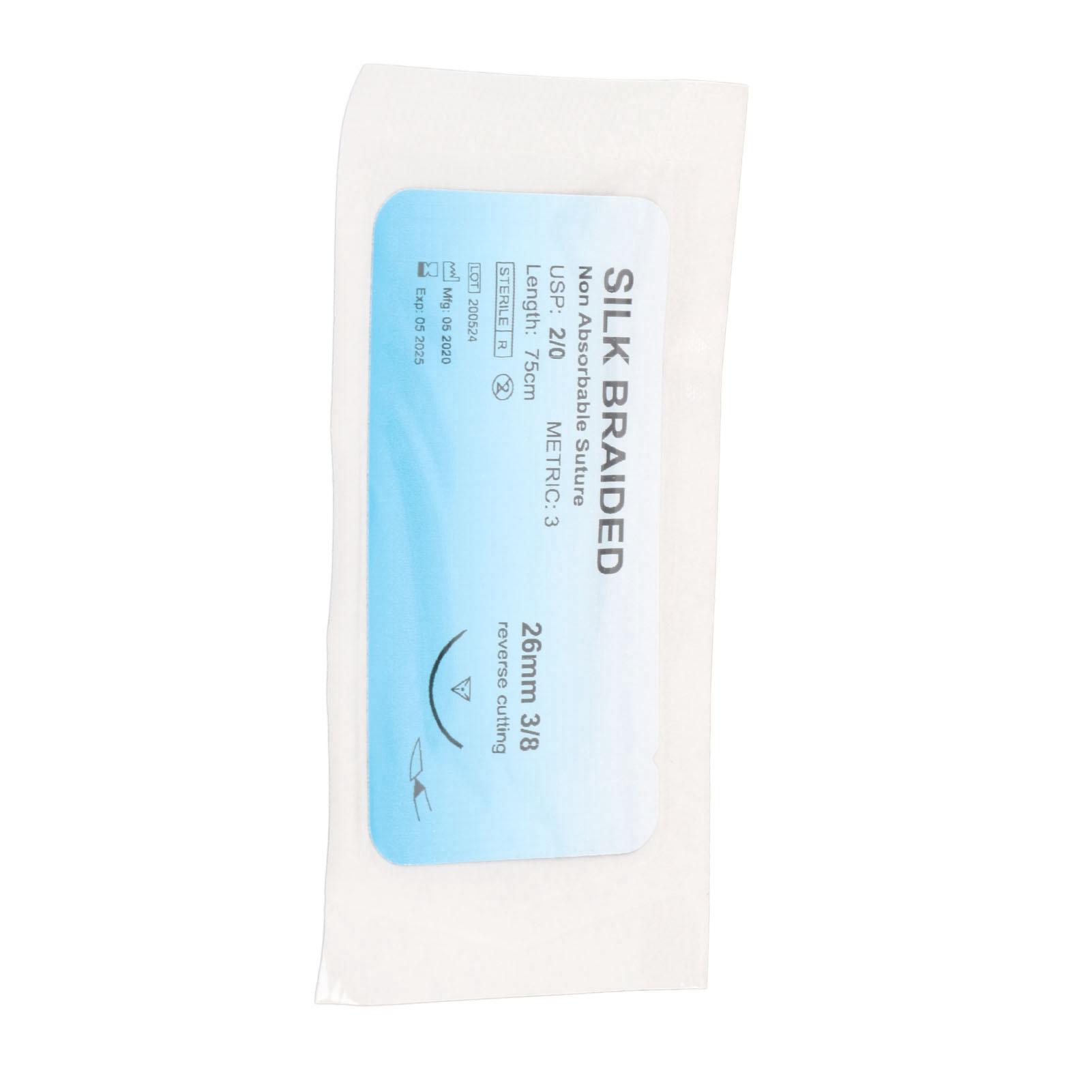 

12 шт. Нить для тренировки наложения швов в индивидуальной упаковке Шелковая нить Набор для наложения швов с иглой для обучения 2 0