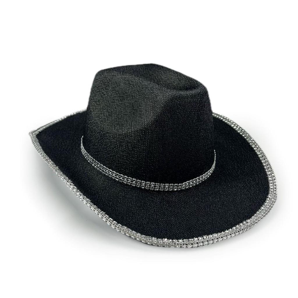 Halloween Sparkly Diamond Cowboy Hat With Sewn Edges For Festive Events Costume