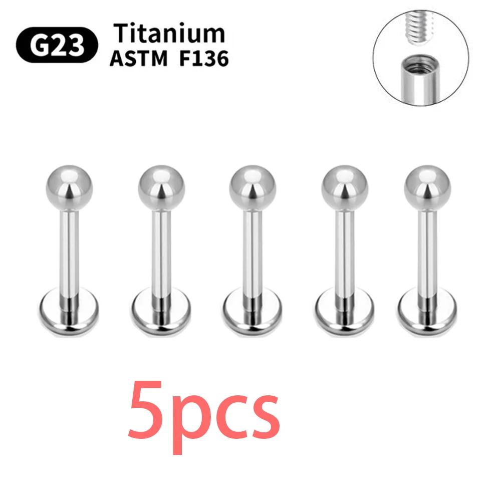 5/50PCS G23 Titanium Eyebrow Piercing Nose Ring Septum Helix Cartilage Piercing C rod Body Jewelry For Women