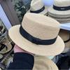 High-end fine needle light luxury imported raffia flat top simple straw hat women's summer sunscreen vacation sunshade small brim top hat