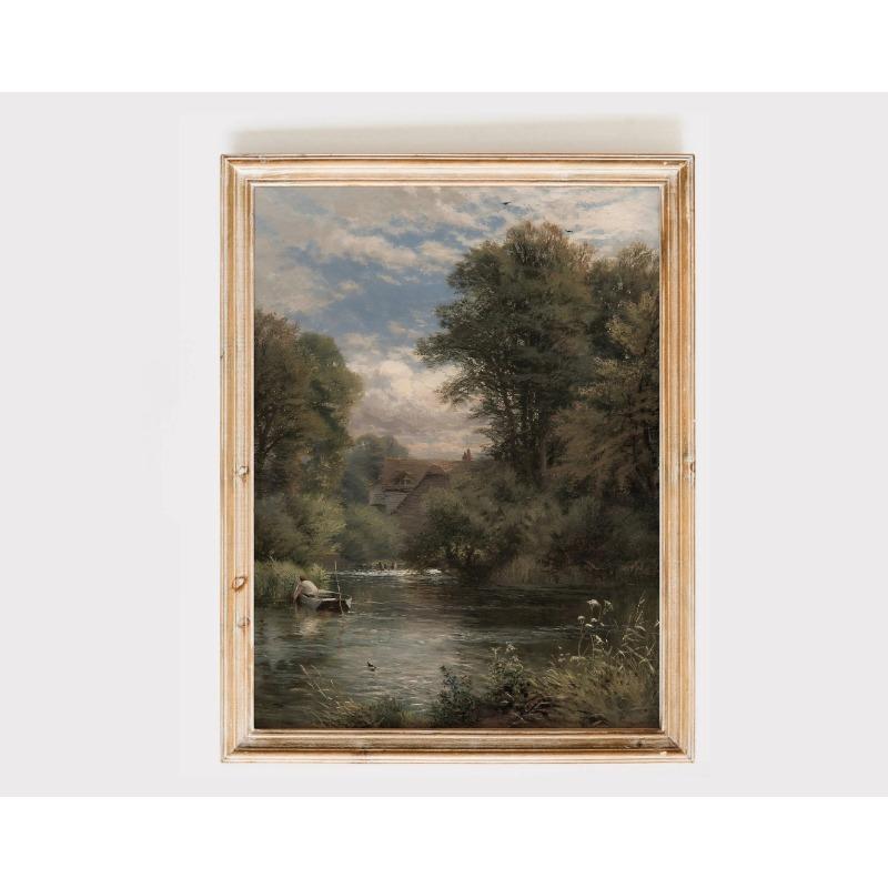 Tablou de Perete Vintage Peisaj Rural Retro Rustic Primăvară Vederi Naturale Pictură pe Pânză Poster Peisaj Decor Acasă