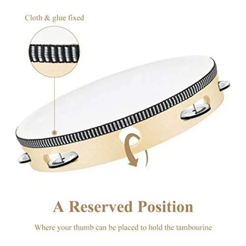 Plastic Tambourine for Kids 6/8/10 Inch Hand Held Percussion Drum Bell Portable Musical Instrument for Outdoor Camping Activity